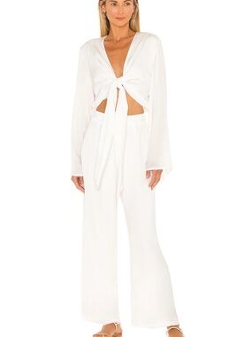 NWT Revolve Tie-Front Wide-Leg Jumpsuit in White
